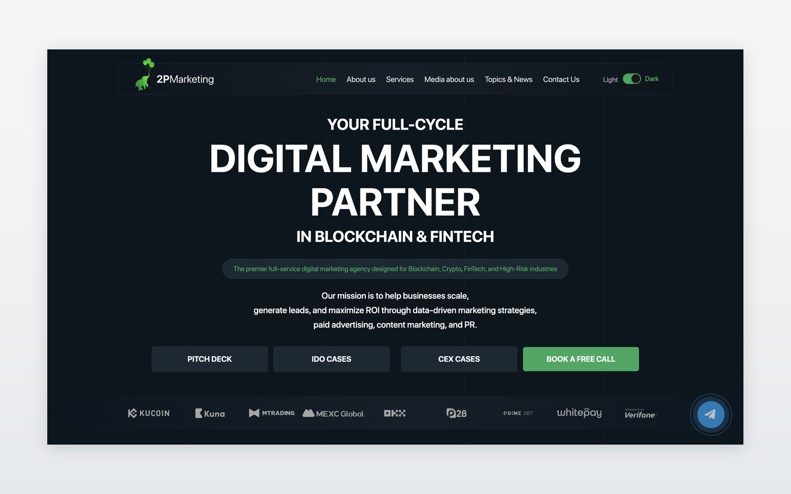 2pmarketing.io - homepage